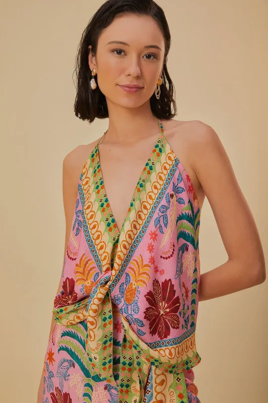 Fruits Queen Scarf Pink Blouse made by FARM Rio