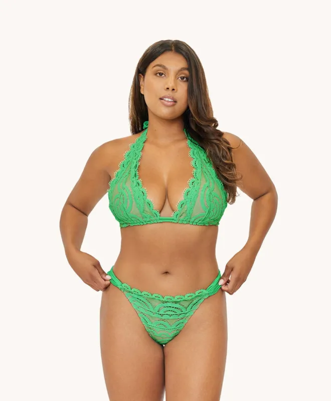 Lace Halter Bikini Top Matcha made by PQ Swim
