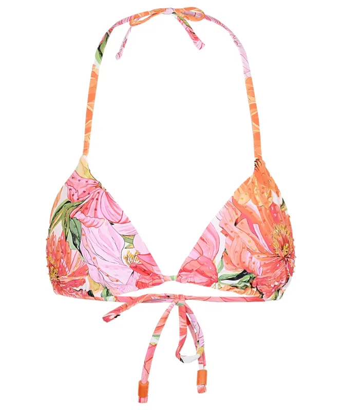 Embroidered Triangle Bikini Top Flora sold by Sand Dollar