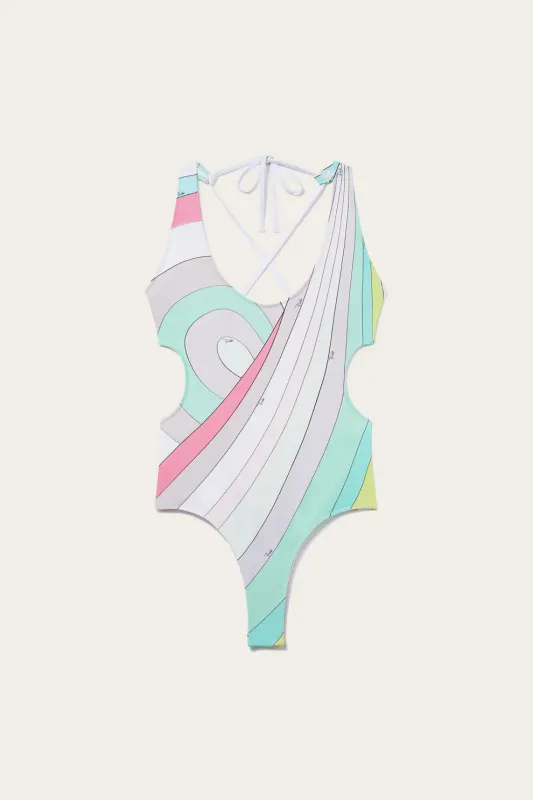 Iride Print Cut Out One Piece Rosa/Acqua made by Emilio Pucci