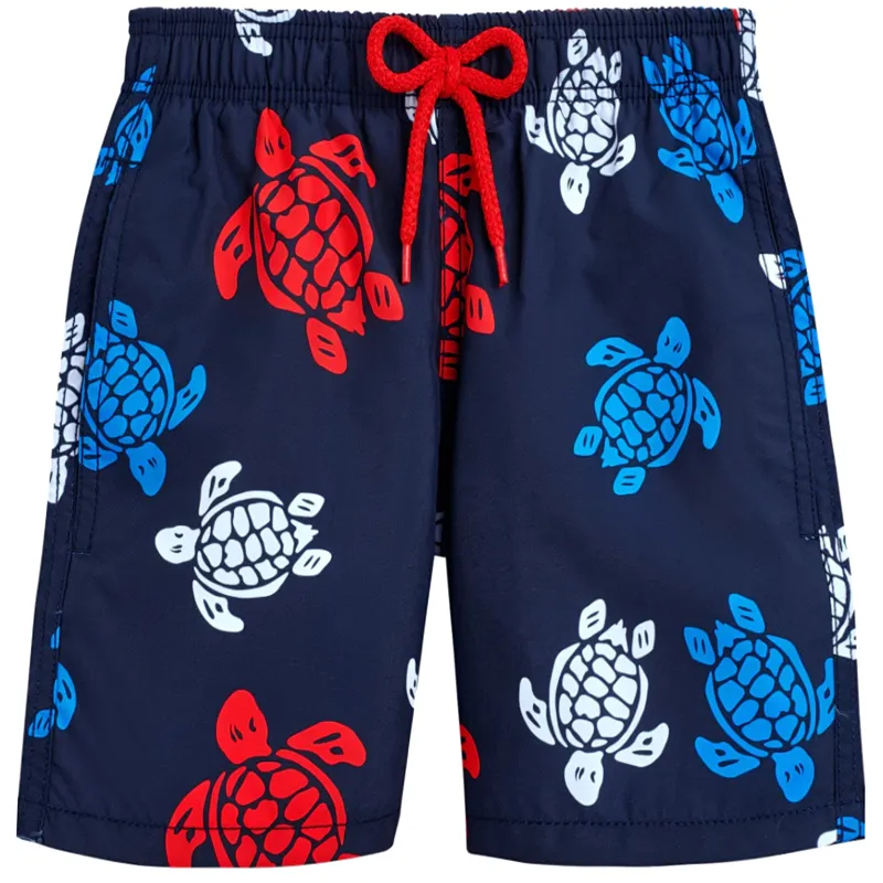 Men Long Swim Shorts Ronde des Tortues Navy Blue made by Vilebrequin