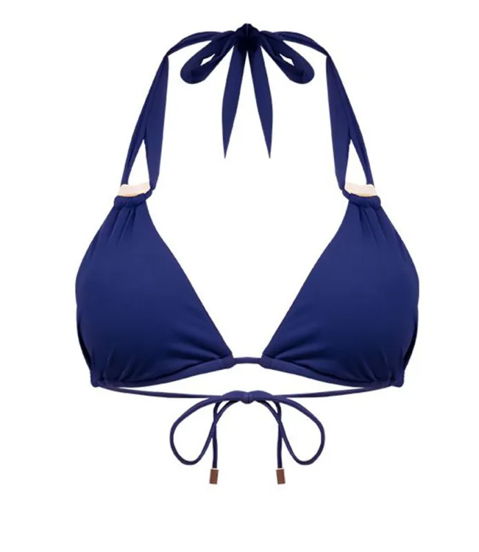 Solid Moon Triangle Bikini Top Midnight sold by Sand Dollar