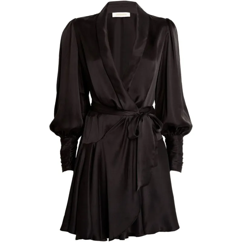 Silk Wrap Mini Dress Black made by Zimmermann