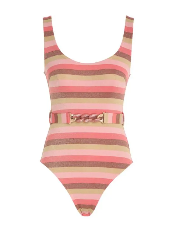 Vacay Lurex Scoop One Piece Lurex/Multi Stripe sold by Sand Dollar