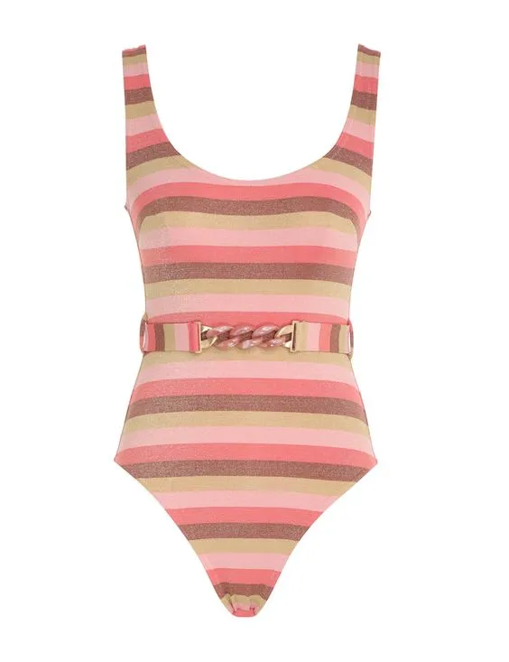 Vacay Lurex Scoop One Piece Lurex/Multi Stripe sold by Sand Dollar