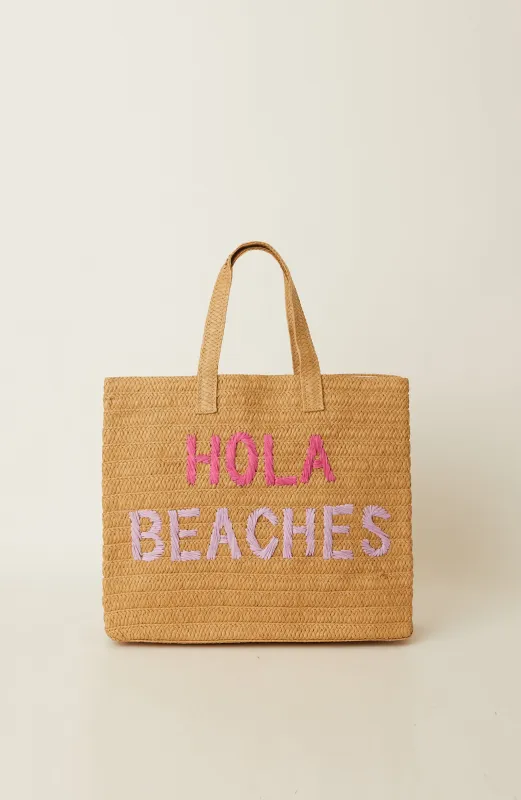 Hola Beaches Tote Bag Sand Pink Rainbow made by Sand Dollar