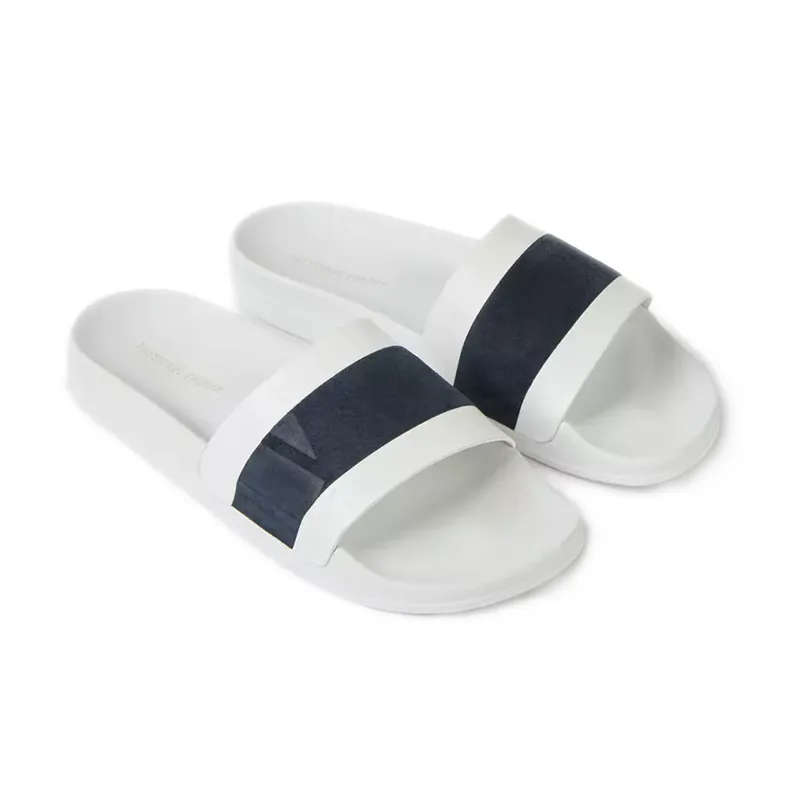 Humberto Suede Sliders - White And Navy made by Sand Dollar