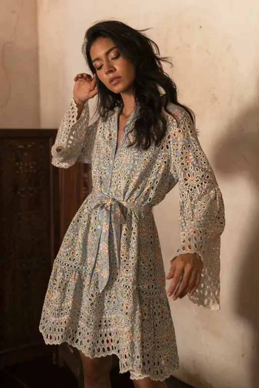 Valeria Short Dress Blue made by Sand Dollar