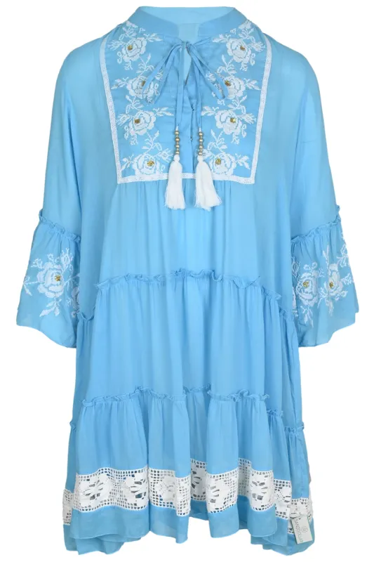 Cecilia Short Dress Blue made by Sand Dollar
