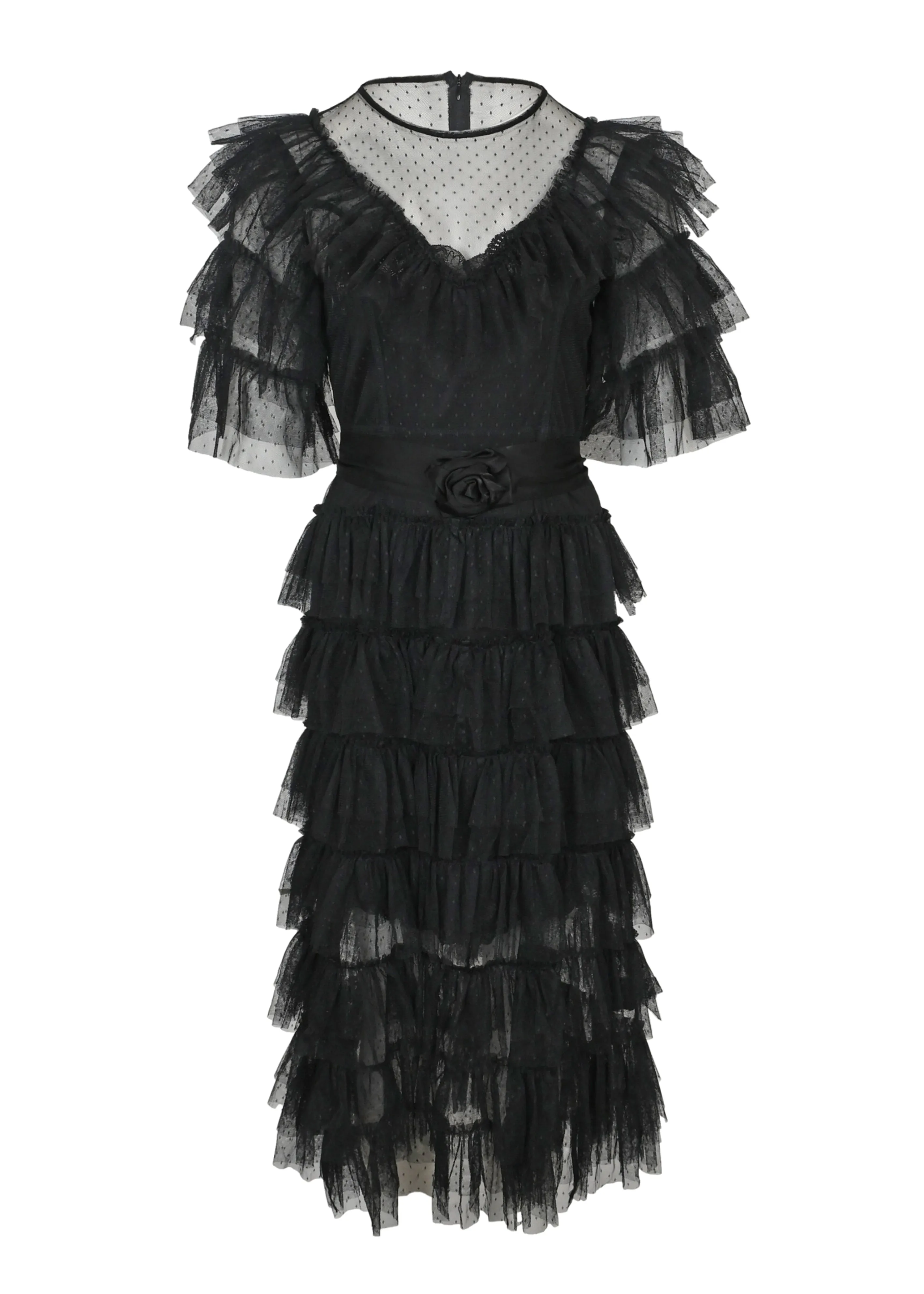 Aoki Ruffle Dress Plain Noir sold by Sand Dollar