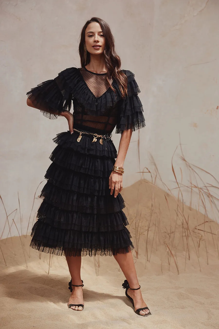 Aoki Ruffle Dress Plain Noir sold by Sand Dollar product image thumbnail 2