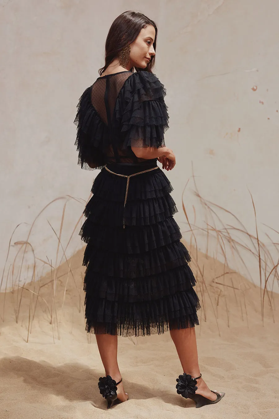 Aoki Ruffle Dress Plain Noir sold by Sand Dollar product image thumbnail 4