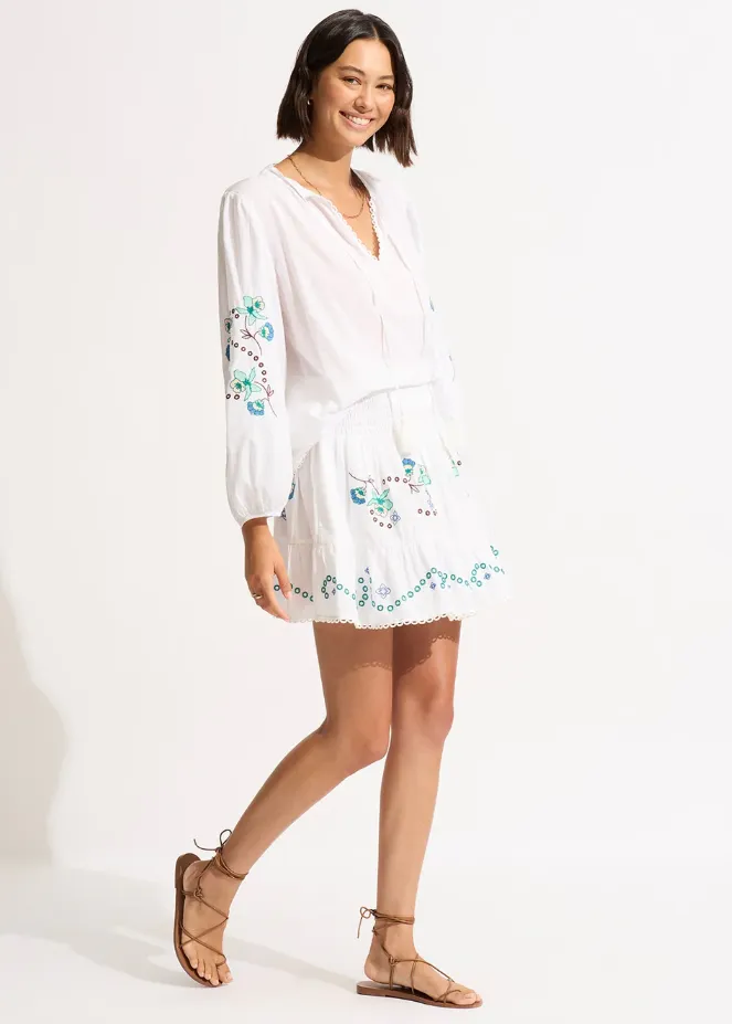 Beach Edit-Eden Embroidery Skirt White sold by Sand Dollar product image thumbnail 3