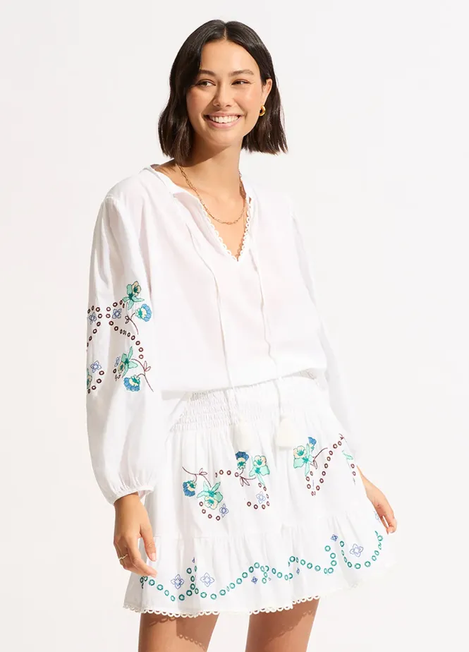 Beach Edit-Eden Embroidery Skirt White sold by Sand Dollar product image thumbnail 2