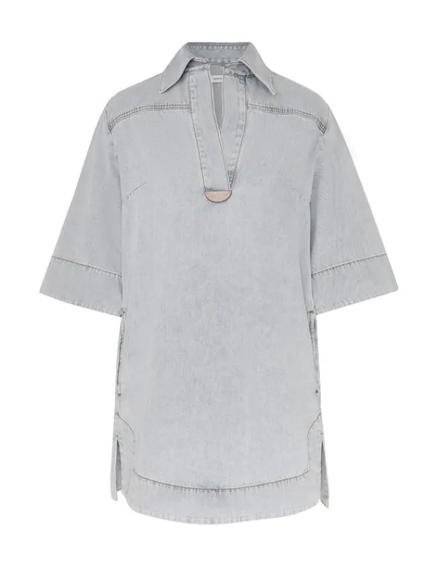 August Denim Tunic Dress Storm Blue made by Zimmermann