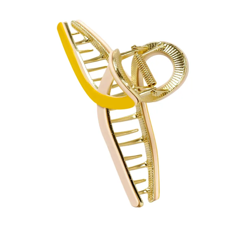 Loop Claw Clip Yellow/Beige made by Sand Dollar