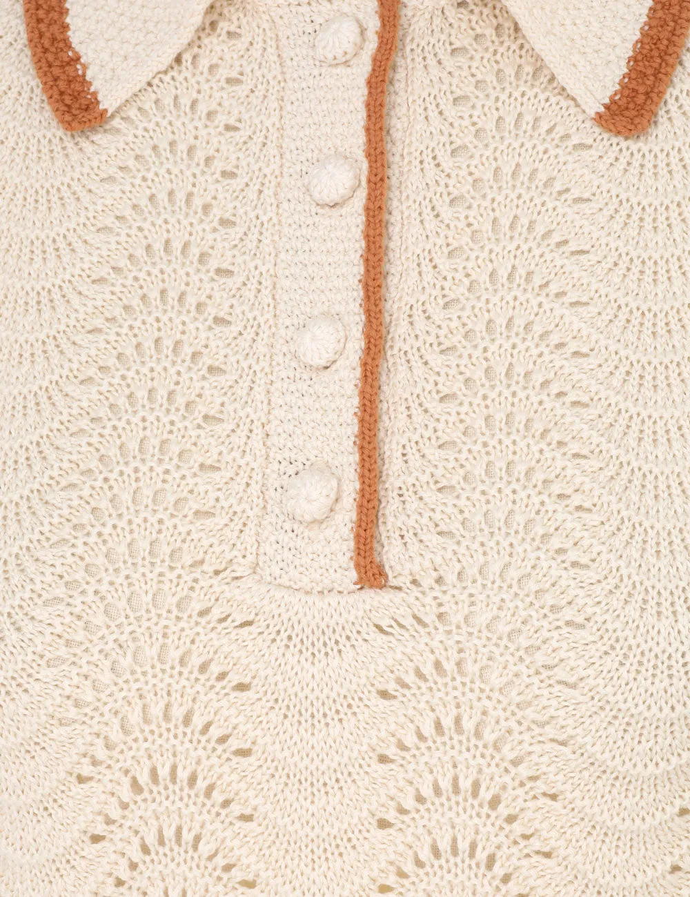 Junie Textured Knit Polo Tan/Cream sold by Sand Dollar product image thumbnail 2