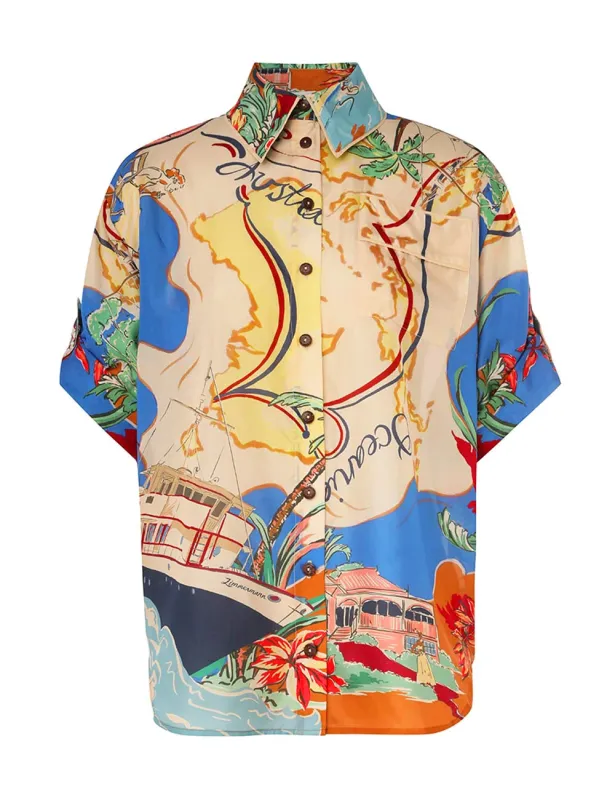 Alight Short Sleeve Shirt Nautical Map made by Zimmermann
