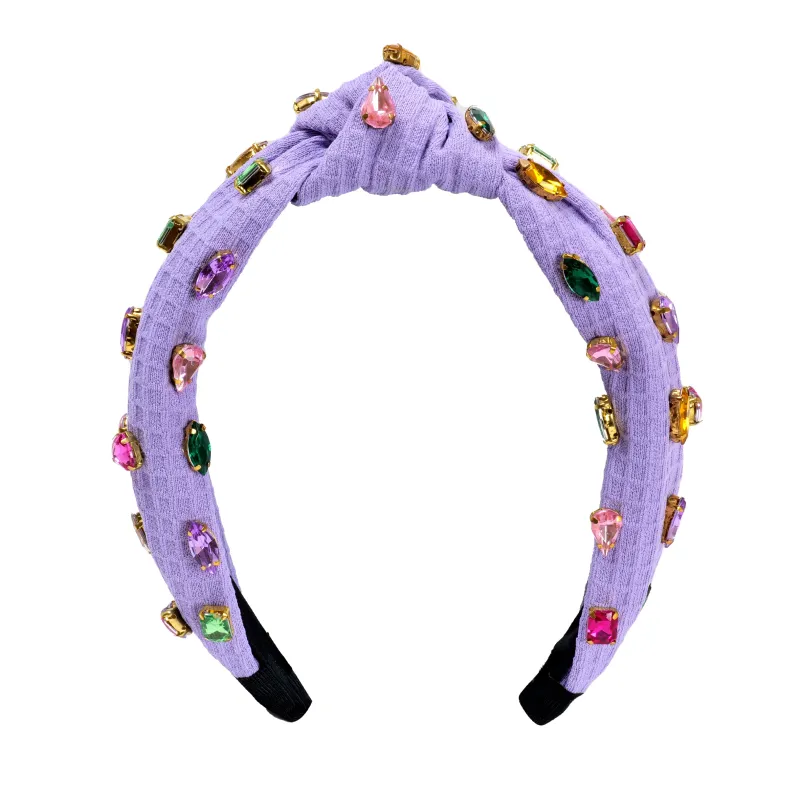 Fashionable Colorful Rhinestone Knotted Headband Purple made by Sand Dollar
