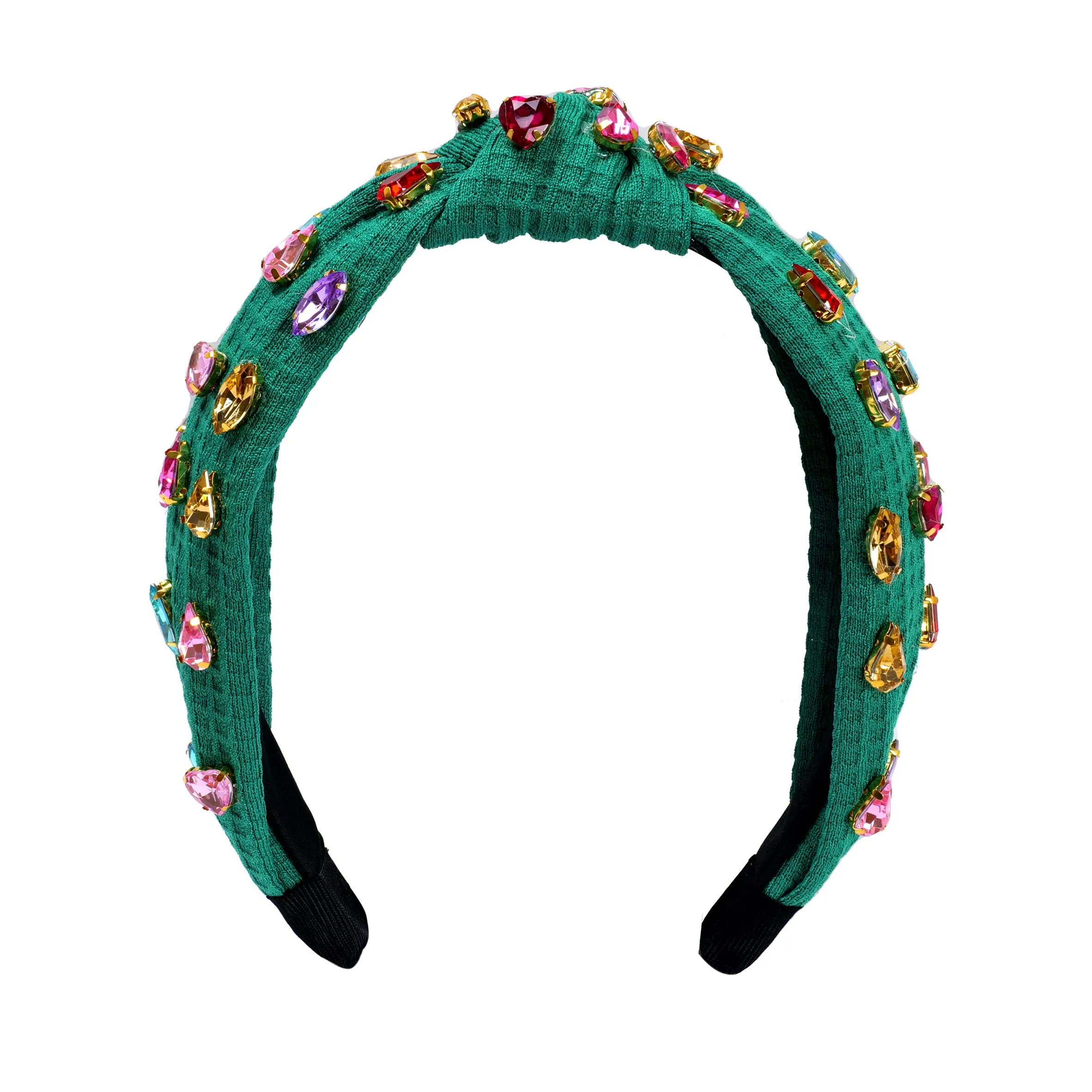 Fashionable Colorful Rhinestone Knotted Headband Green sold by Sand Dollar