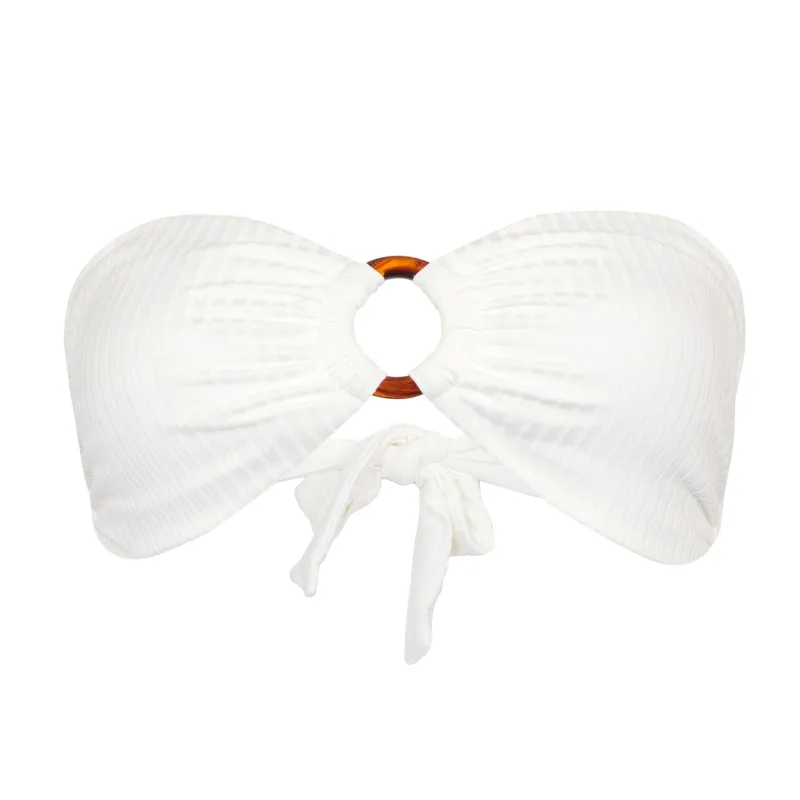 Brisbane Bikini Top Ivory Ribbed sold by Sand Dollar