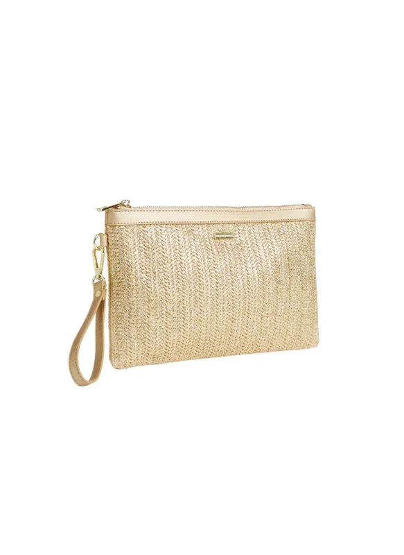 Capri Clutch Bag Gold made by Melissa Odabash