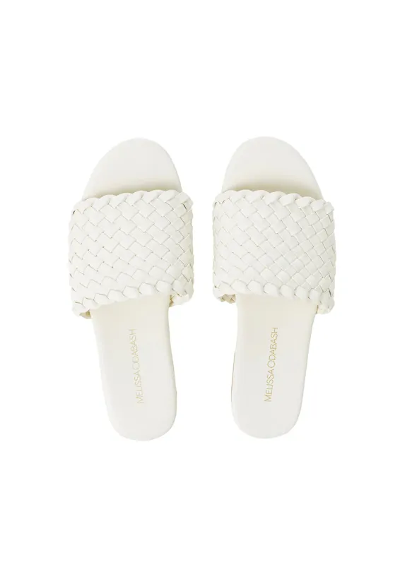 Woven Slider Sandals White made by Melissa Odabash
