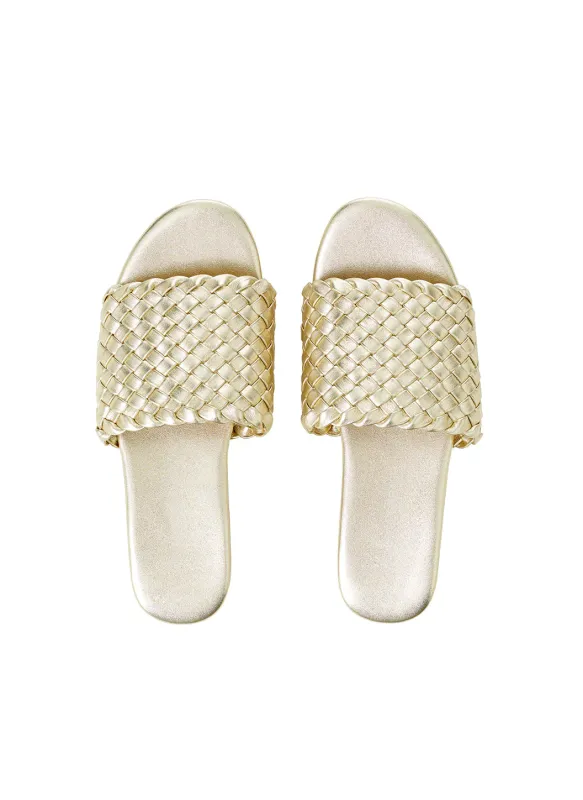 Woven Slider Sandals Gold sold by Sand Dollar
