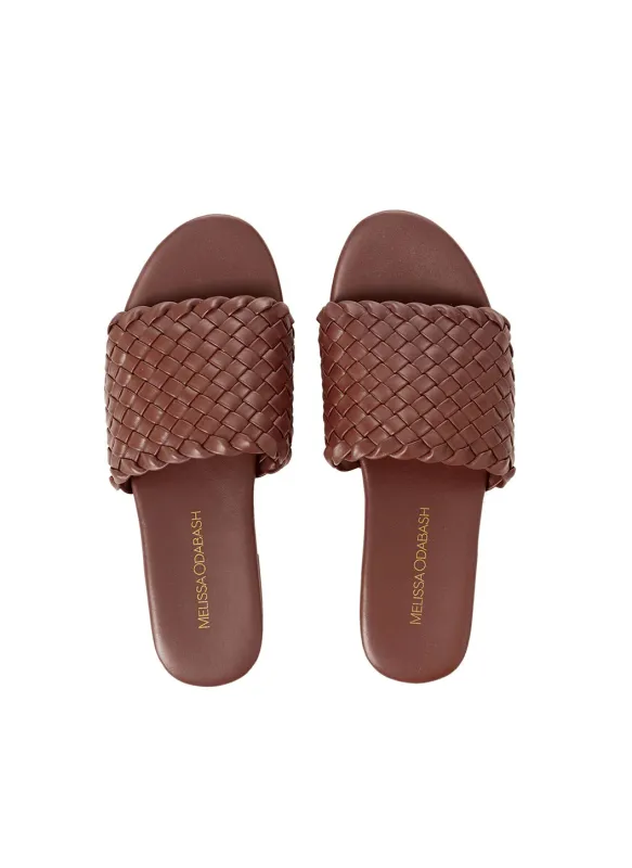 Woven Slider Sandals Dark Tan made by Melissa Odabash