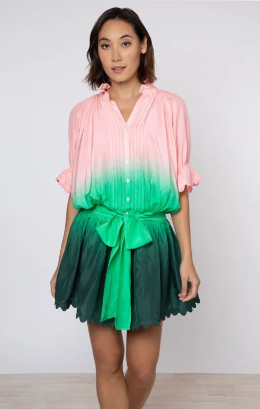 Ombre Dyed Blouson Dress With Ric Rac Trim Green sold by Sand Dollar