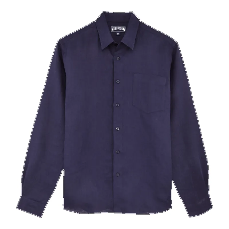 Caroubis Navy Blue Linen Shirt sold by Sand Dollar