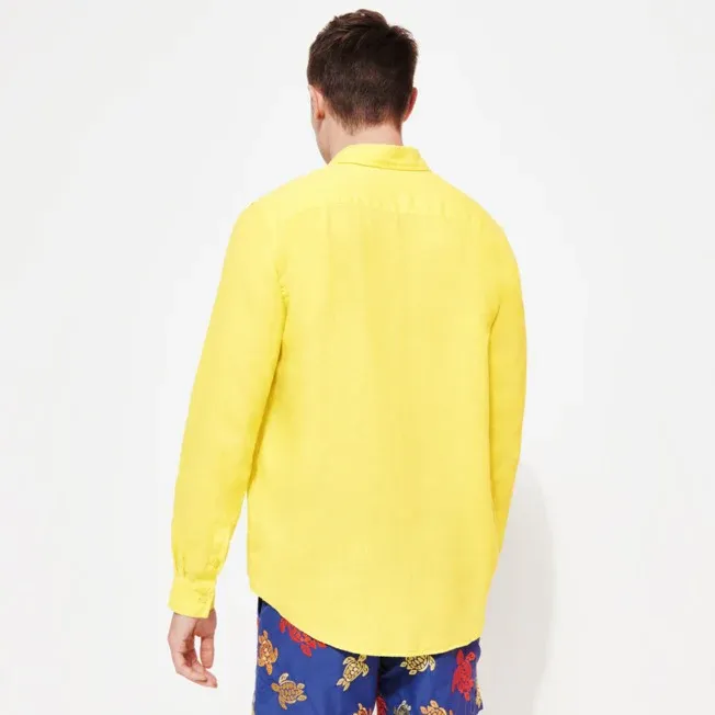 Caroubis Yellow Gingem Linen Shirt sold by Sand Dollar product image thumbnail 4