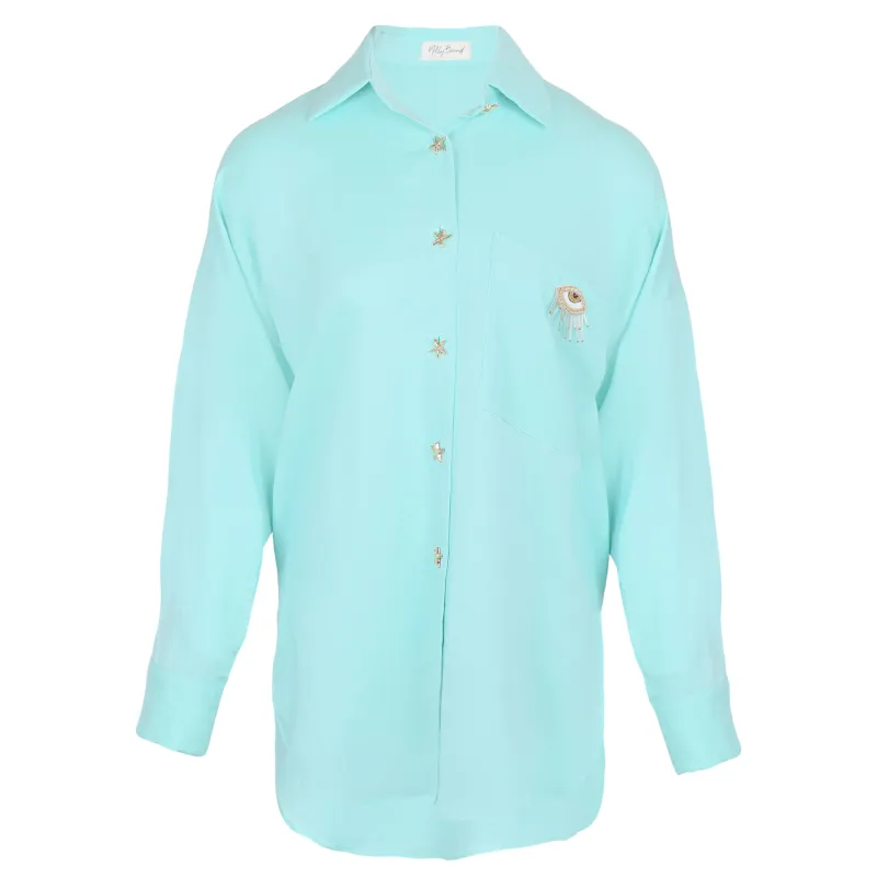 Linen Shirt With Eye Mint sold by Sand Dollar