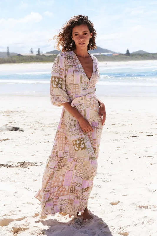 Bonnie Maxi Dress Jupiter Print Pink made by Jaase