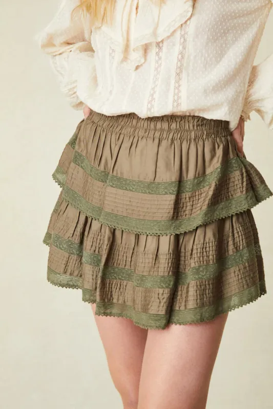Ruffle Mini Skirt Forest Oak made by LoveShackFancy