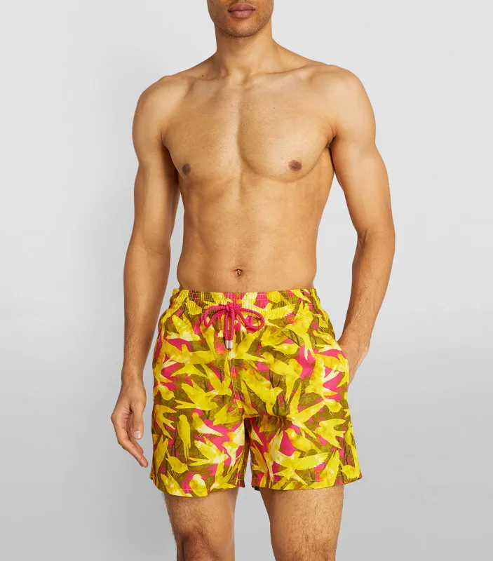 Men Swim Trunks Birds Rose Shocking made by Vilebrequin