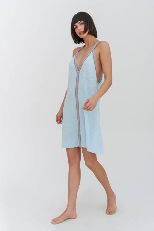 Light Blue Beach Cover Up Mini Dress - Pima Mini Sundress Celeste made by Pitusa