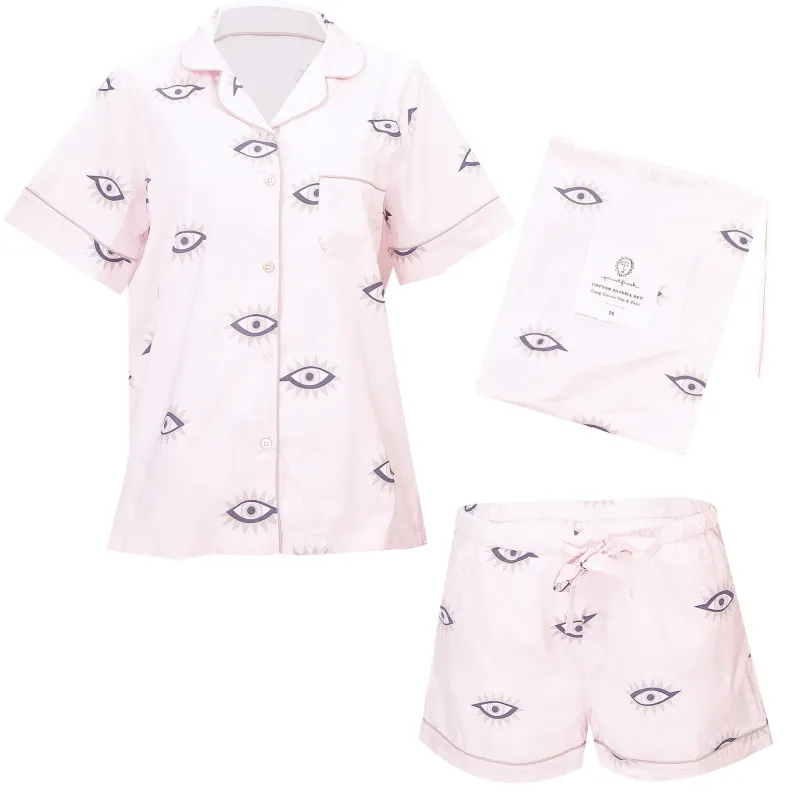 Eyes Of The World Short Sleep Set Blush made by Printfresh