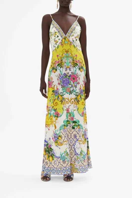 V Neck Full Length Bias Slip Dress Caterina Spritz sold by Sand Dollar