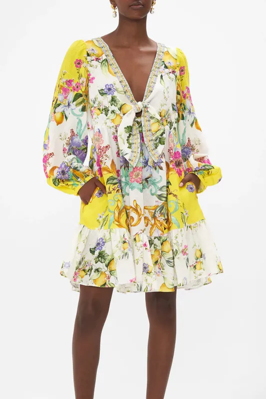 Short Tie Front Blouson Dress Caterina Spritz sold by Sand Dollar