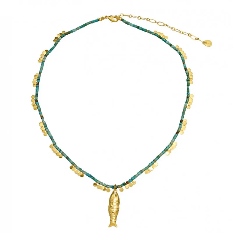 Gioia Gold Fish Small Turquoise Necklace sold by Sand Dollar product image thumbnail 2