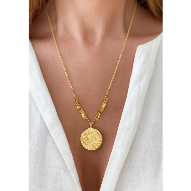 Ceca Gold Disc Necklace - Summer Necklace made by Sand Dollar