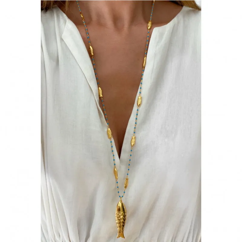 Gioia Fish Necklace - Designer Beach Jewelry sold by Sand Dollar