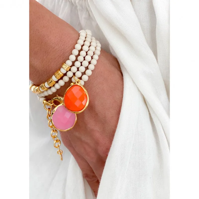 Grace White Wrap Bracelet - Semi Precious Stone Wrap Bracelet sold by Sand Dollar