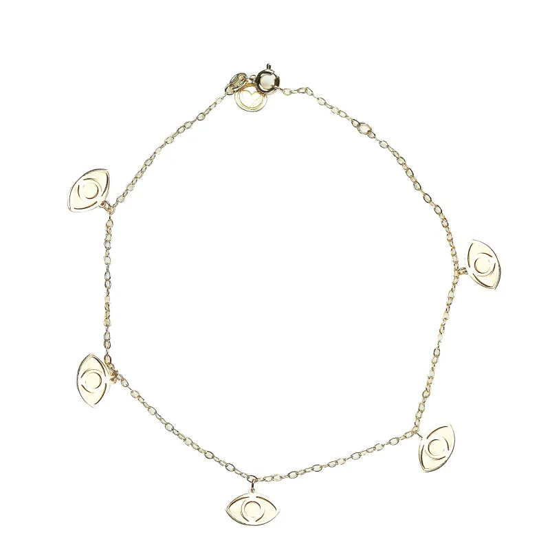 18KT Gold Eye Anklet made by Sand Dollar