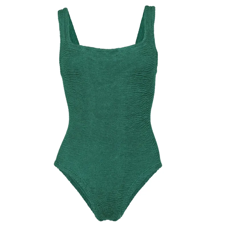 Square Neck Swim Metallic Forest Green made by Hunza G