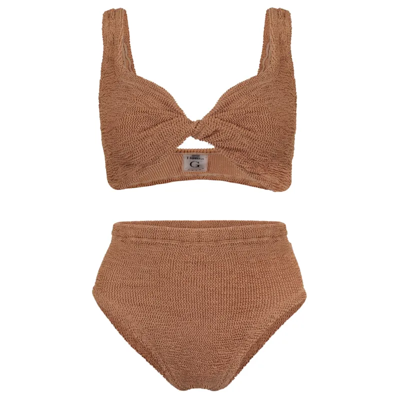 Jamie Bikini Metallic Cocoa sold by Sand Dollar