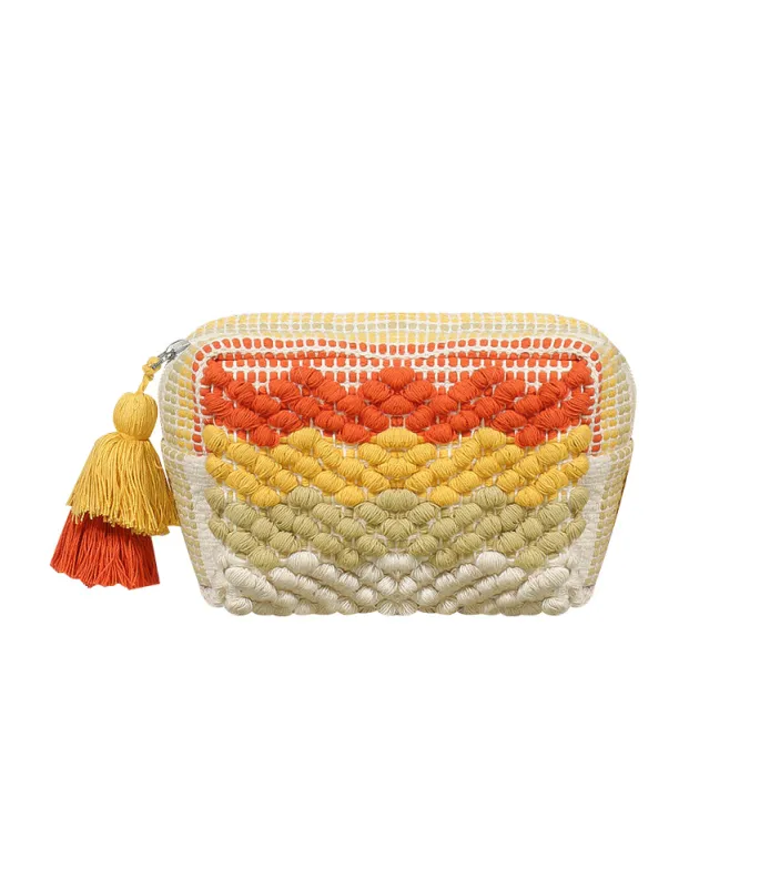 Orange & Mustard Tassel Pouch sold by Sand Dollar