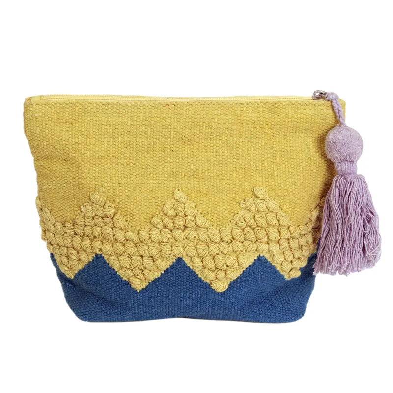 Zig Zag Pouch Blue/Yellow sold by Sand Dollar