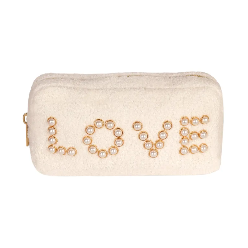 Teddy Love Small Cosmetic Bag White made by Sand Dollar
